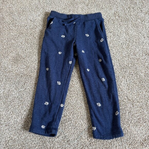 Gap Navy Blue floral sweatpants joggers Toddler Girls Size 4T - Picture 1 of 8